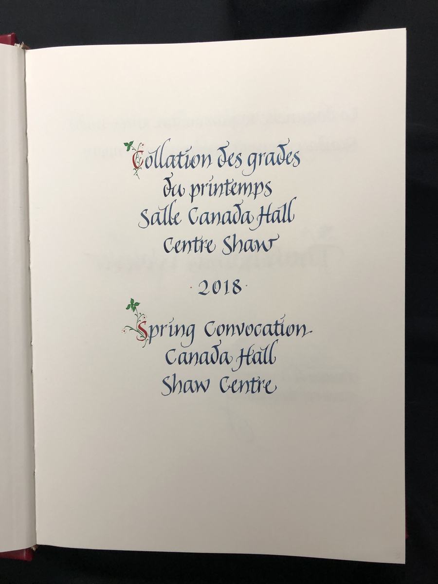 Inscription inside the book